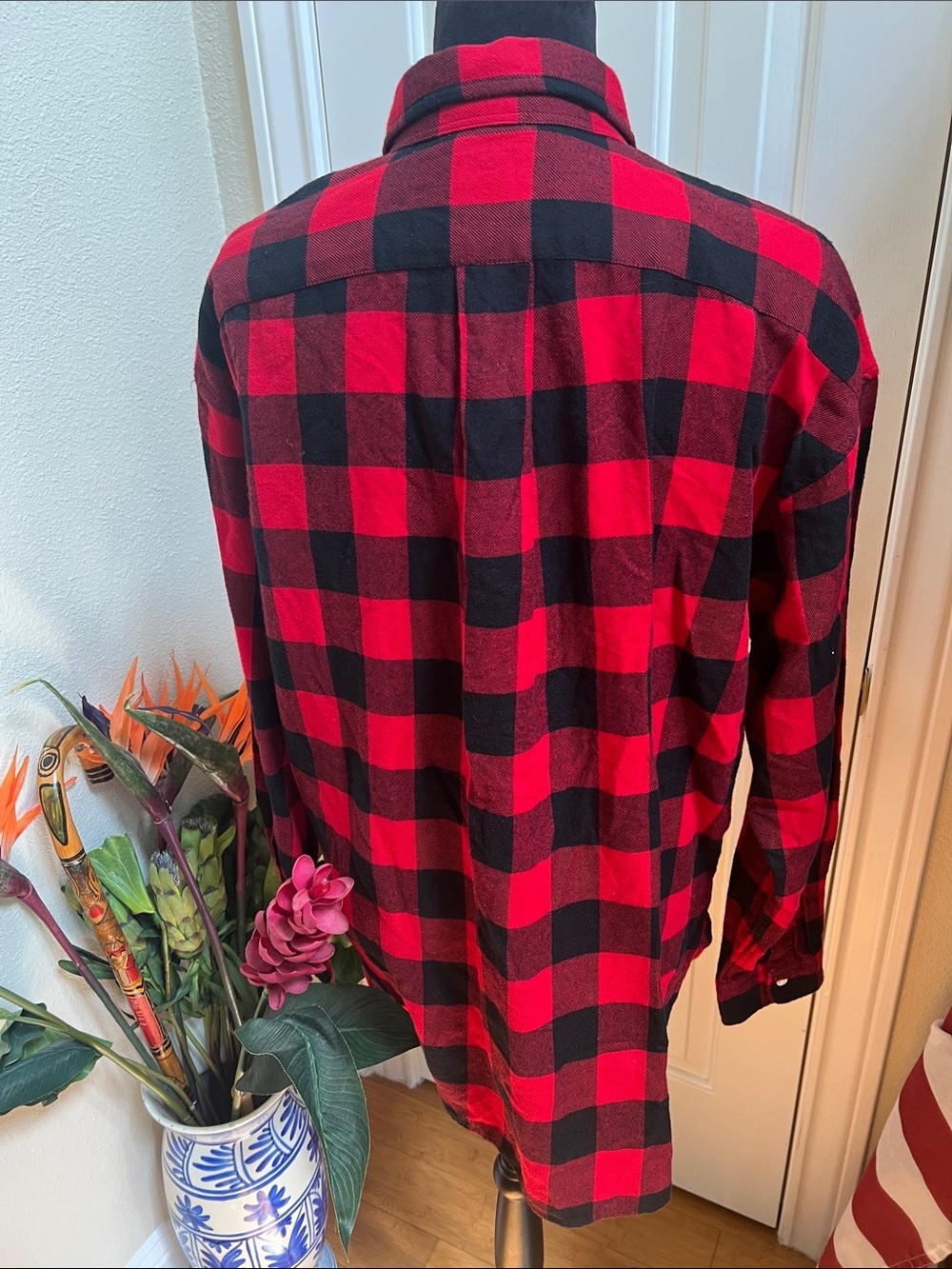 NEW POLO RALPH LAUREN relaxed fit plaid cotton flannel shirt in red/black 14 - Picture 3 of 7